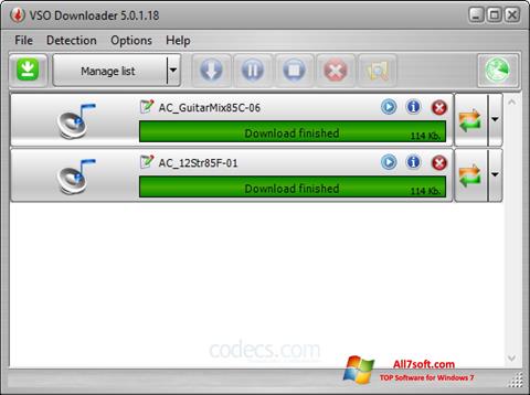 Ekrano kopija VSO Downloader Windows 7