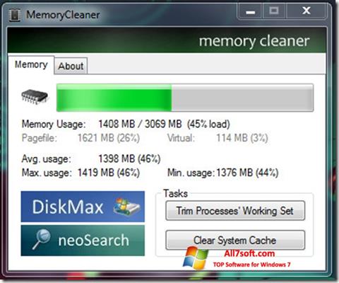 Ekrano kopija Memory Cleaner Windows 7