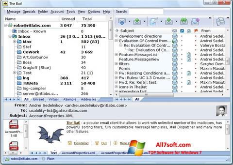 Ekrano kopija The Bat! Windows 7