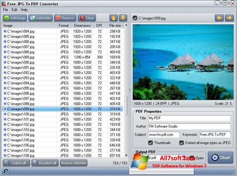Ekrano kopija Image To PDF Converter Windows 7