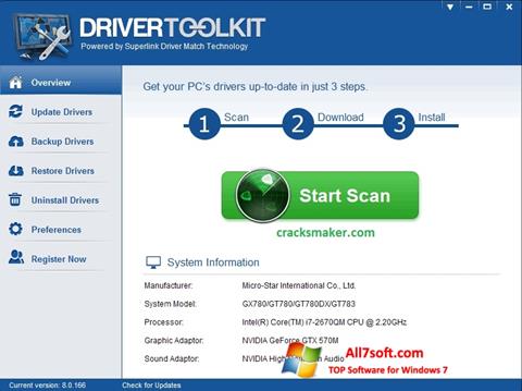 Ekrano kopija Driver Toolkit Windows 7