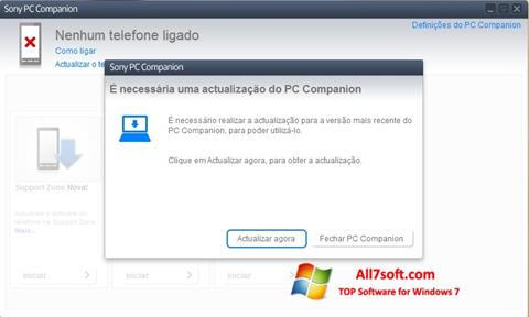 Ekrano kopija Sony PC Companion Windows 7