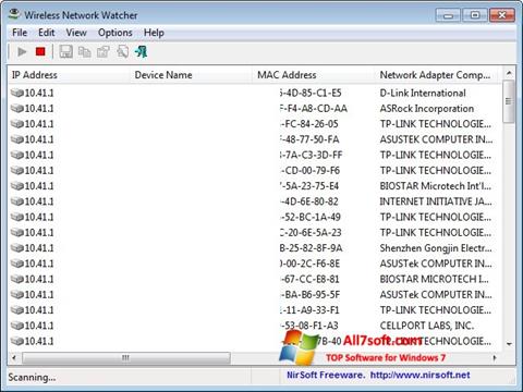 Ekrano kopija Wireless Network Watcher Windows 7