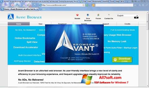 Ekrano kopija Avant Browser Windows 7