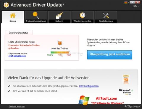 Ekrano kopija Advanced Driver Updater Windows 7