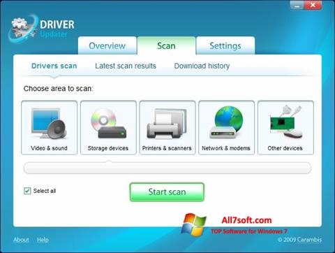Ekrano kopija Carambis Driver Updater Windows 7