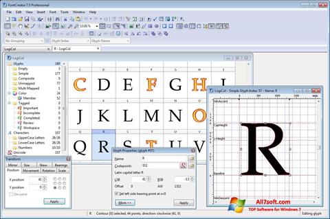 Ekrano kopija Font Creator Windows 7