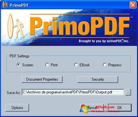 Ekrano kopija PrimoPDF Windows 7