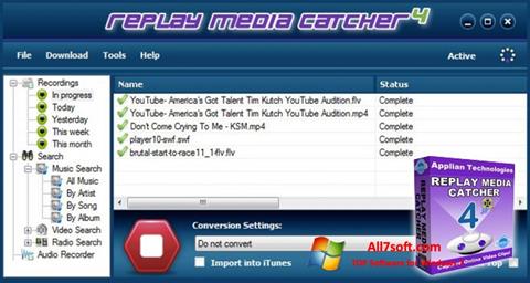 Ekrano kopija Replay Media Catcher Windows 7