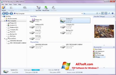Ekrano kopija RS File Recovery Windows 7
