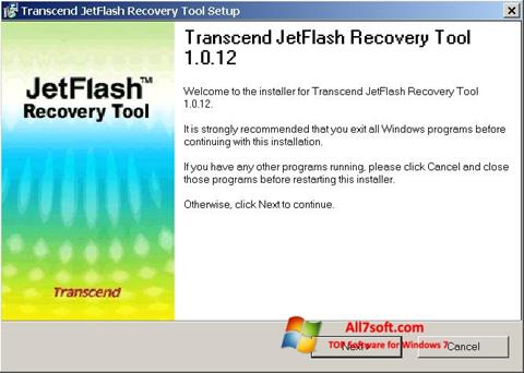 Ekrano kopija JetFlash Recovery Tool Windows 7