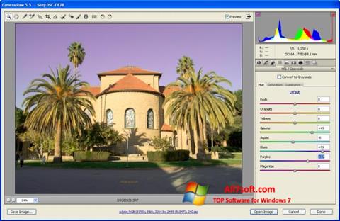 Ekrano kopija Adobe Camera Raw Windows 7