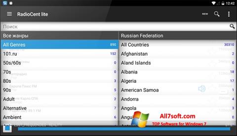 Ekrano kopija Radiocent Windows 7