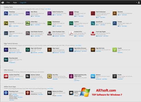 Ekrano kopija Adobe Creative Cloud Windows 7