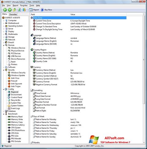 Ekrano kopija EVEREST Ultimate Edition Windows 7