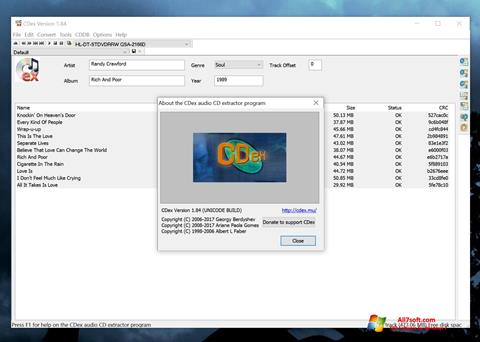 Ekrano kopija CDex Windows 7