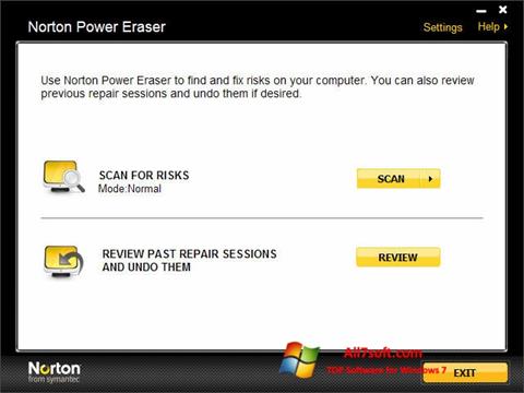 Ekrano kopija Norton Power Eraser Windows 7