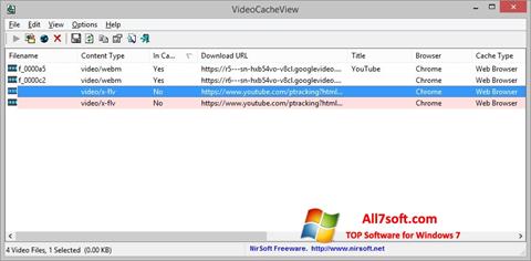 Ekrano kopija VideoCacheView Windows 7
