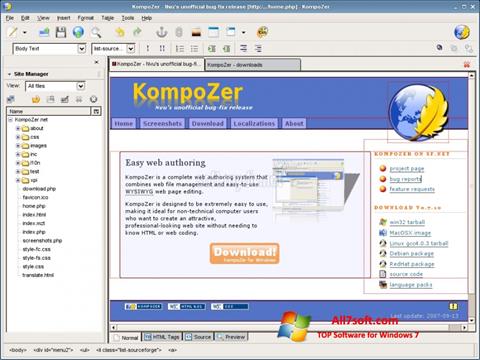 Ekrano kopija KompoZer Windows 7