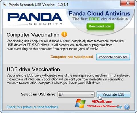 Ekrano kopija Panda USB Vaccine Windows 7