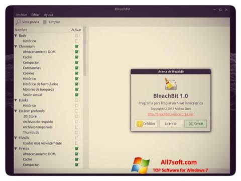 Ekrano kopija BleachBit Windows 7