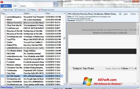 Ekrano kopija Gmail Notifier Windows 7