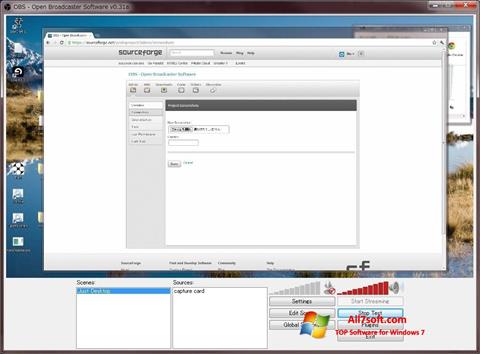 Ekrano kopija Open Broadcaster Software Windows 7