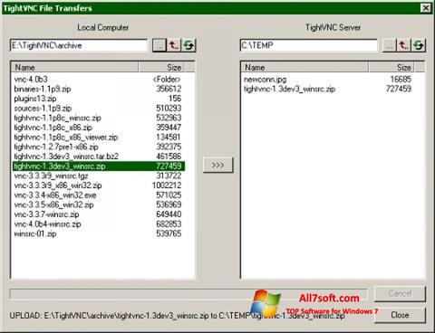 Ekrano kopija TightVNC Windows 7