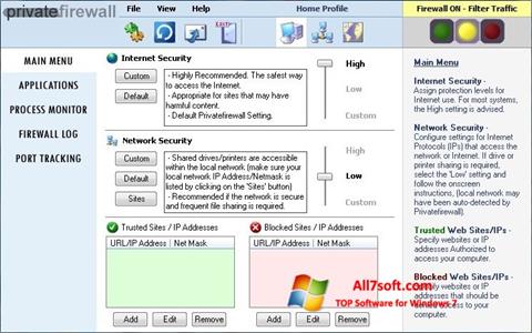 Ekrano kopija Privatefirewall Windows 7
