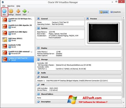 Ekrano kopija VirtualBox Windows 7