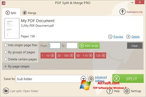 Ekrano kopija PDF Split and Merge Windows 7