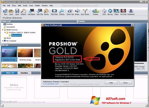 Ekrano kopija ProShow Gold Windows 7