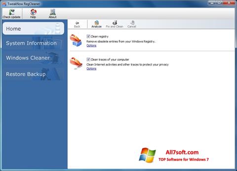 Ekrano kopija TweakNow RegCleaner Windows 7