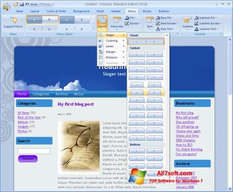 Ekrano kopija Artisteer Windows 7