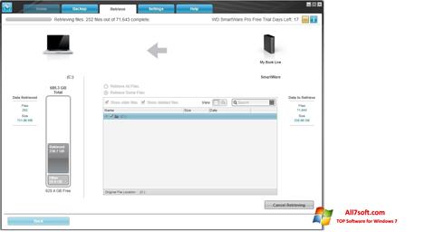 Ekrano kopija WD SmartWare Windows 7