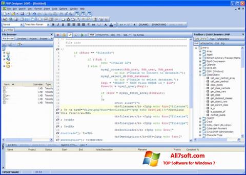 Ekrano kopija phpDesigner Windows 7