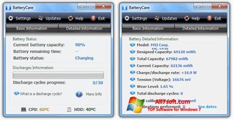Ekrano kopija BatteryCare Windows 7