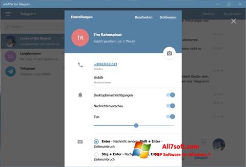 Ekrano kopija Telegram Windows 7