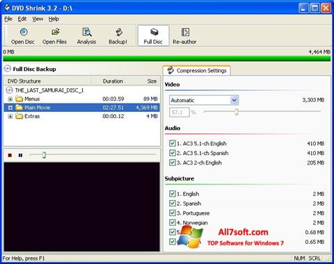 Ekrano kopija DVD Shrink Windows 7