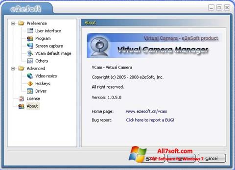 Ekrano kopija VCam Windows 7