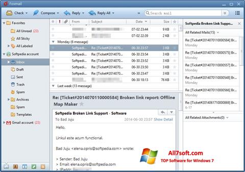 Ekrano kopija FoxMail Windows 7