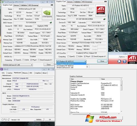 Ekrano kopija GPU-Z Windows 7