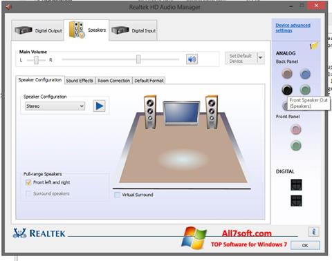 Ekrano kopija Realtek HD Audio Windows 7