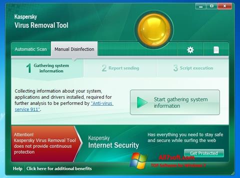 Ekrano kopija Kaspersky Virus Removal Tool Windows 7