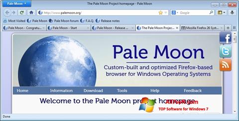 Ekrano kopija Pale Moon Windows 7