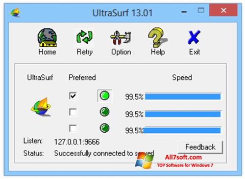 Ekrano kopija UltraSurf Windows 7