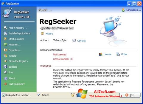 Ekrano kopija RegSeeker Windows 7
