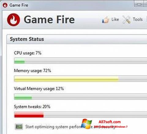 Ekrano kopija Game Fire Windows 7