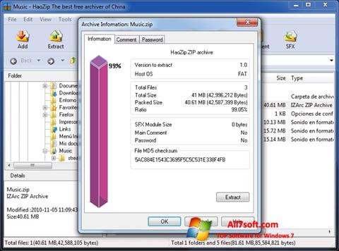 Ekrano kopija HaoZip Windows 7