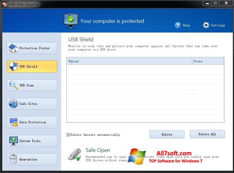 Ekrano kopija USB Disk Security Windows 7